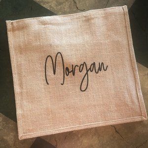 Morgan Tan Burlap Tote Bag (NEW)